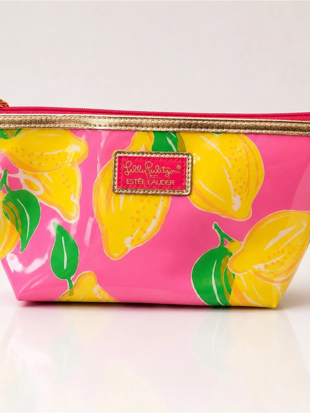 Lilly Pulitzer for Estée Lauder Hot Pink And Yellow Lemons Make Up Bag New
